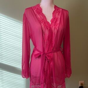 NWT Sheer Hot Pink Robe Set, Valentine’s Day Special - Avidlove - Size M